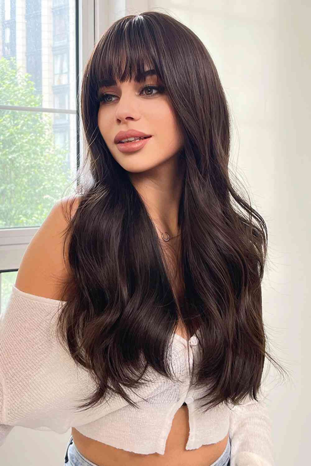 Full Machine Long Wave Synthetic Wigs 24'' - synthetic hair - Black - Bella Bourget