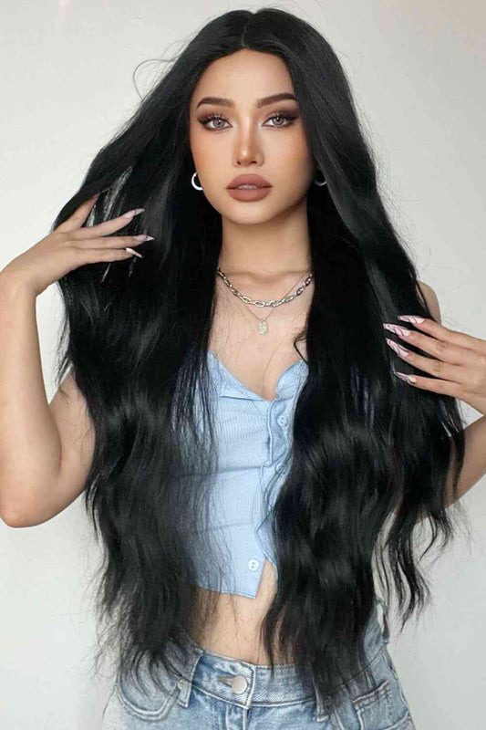 Full Machine Long Wave Synthetic Wigs 28'' - synthetic hair - Black - Bella Bourget