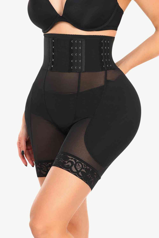 Full Size Breathable Lace Trim Shaping Shorts - Shapewear - Black - Bella Bourget