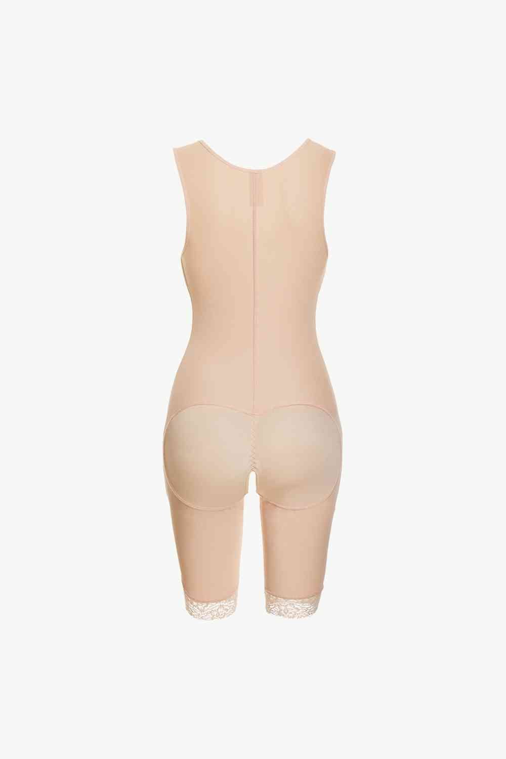 Full Size Lace Trim Shapewear with Zipper - Shapewear - Apricot - Bella Bourget