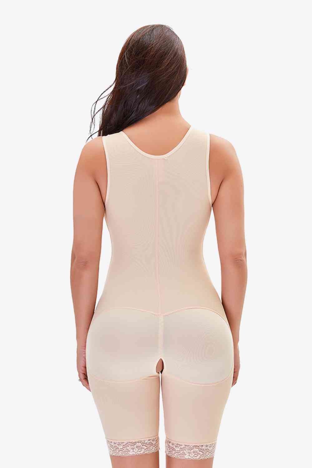 Full Size Lace Trim Shapewear with Zipper - Shapewear - Apricot - Bella Bourget