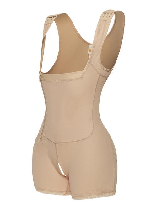 Full Size Side Zip Up Wide Strap Shapewear - Shapewear - Ivory - Bella Bourget