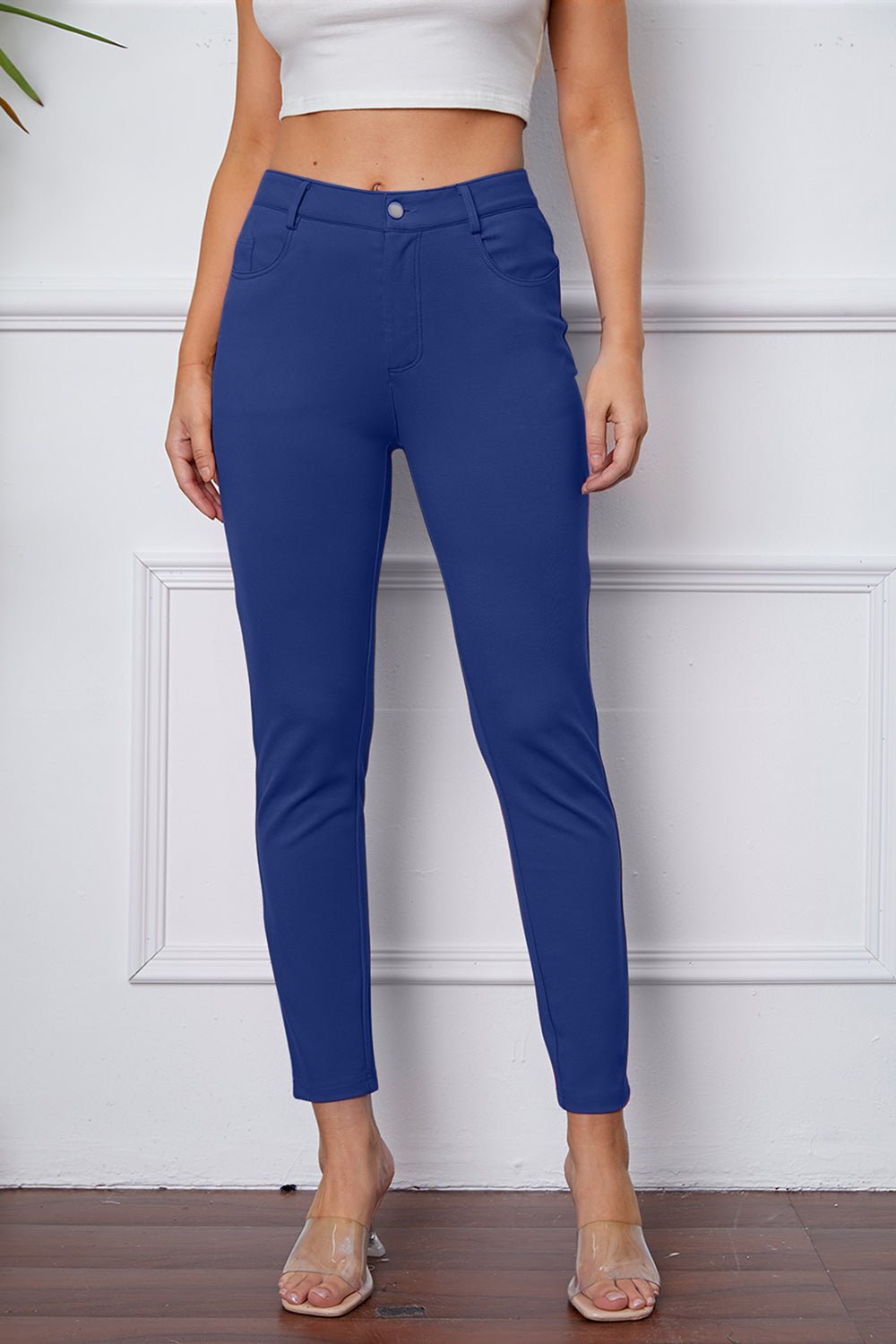 Full Size Slim Fit Pants by Basic Bae - Pants - Royal Blue - Bella Bourget