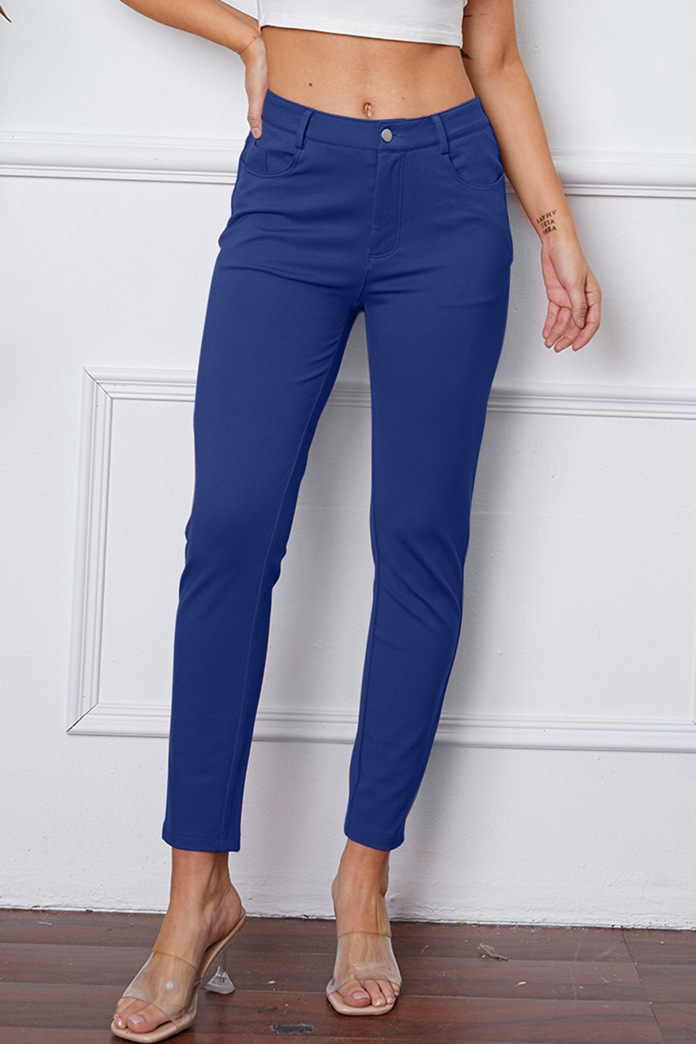 Full Size Slim Fit Pants by Basic Bae - Pants - Royal Blue - Bella Bourget