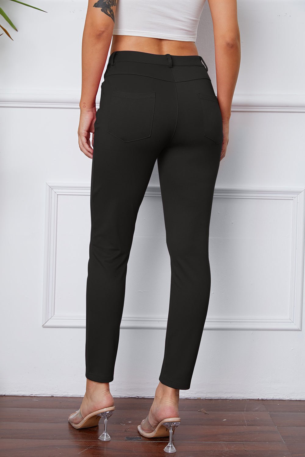 Full Size Slim Fit Pants by Basic Bae - Pants - Black - Bella Bourget