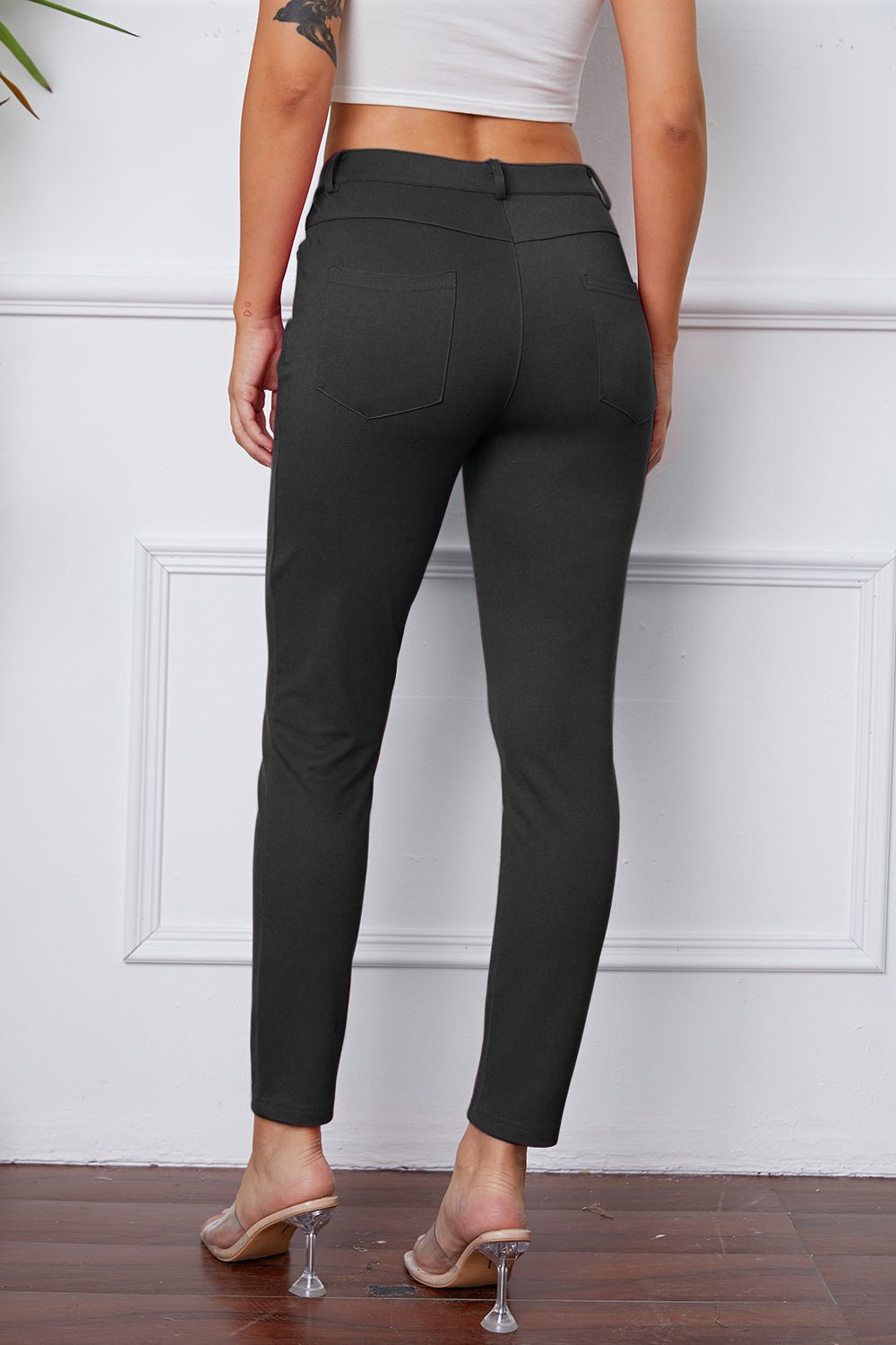 Full Size Slim Fit Pants by Basic Bae - Pants - Heather Gray - Bella Bourget