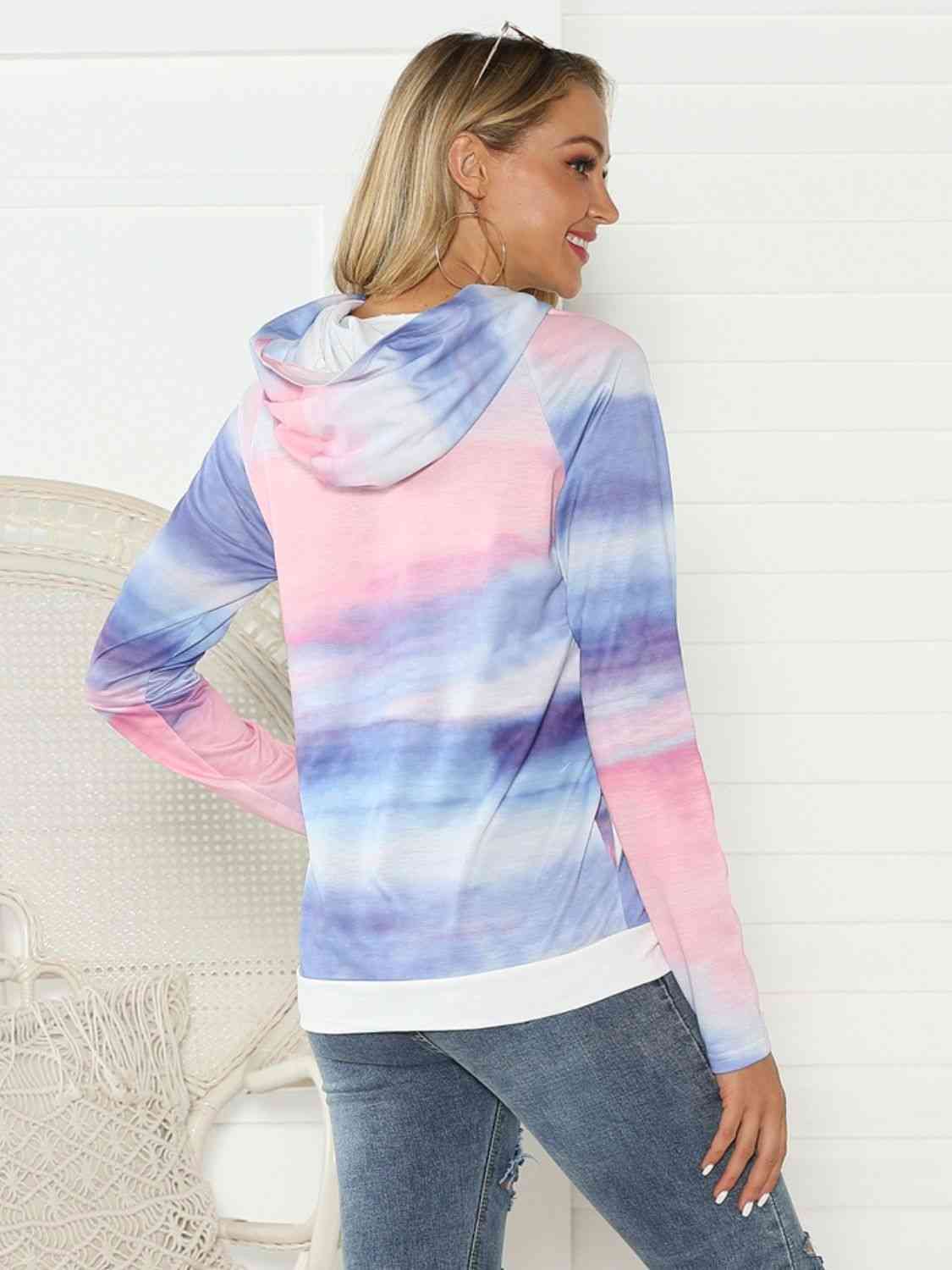 Full Size Tie - Dye Long Sleeve Hoodie - Full Size Hoodie - Multicolor - Bella Bourget