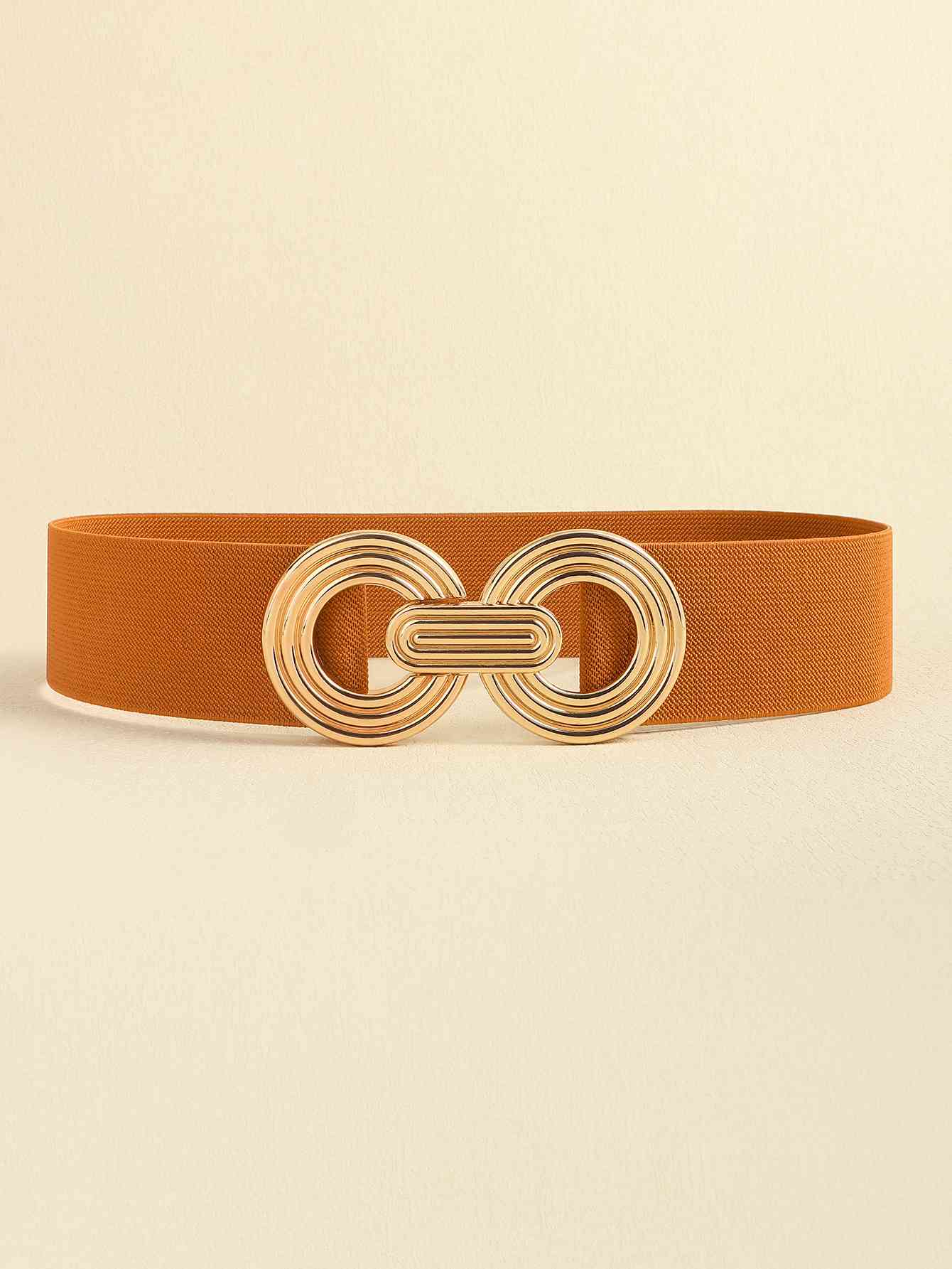 Geometric Buckle Elastic Wide Belt - belt - Ochre - Bella Bourget