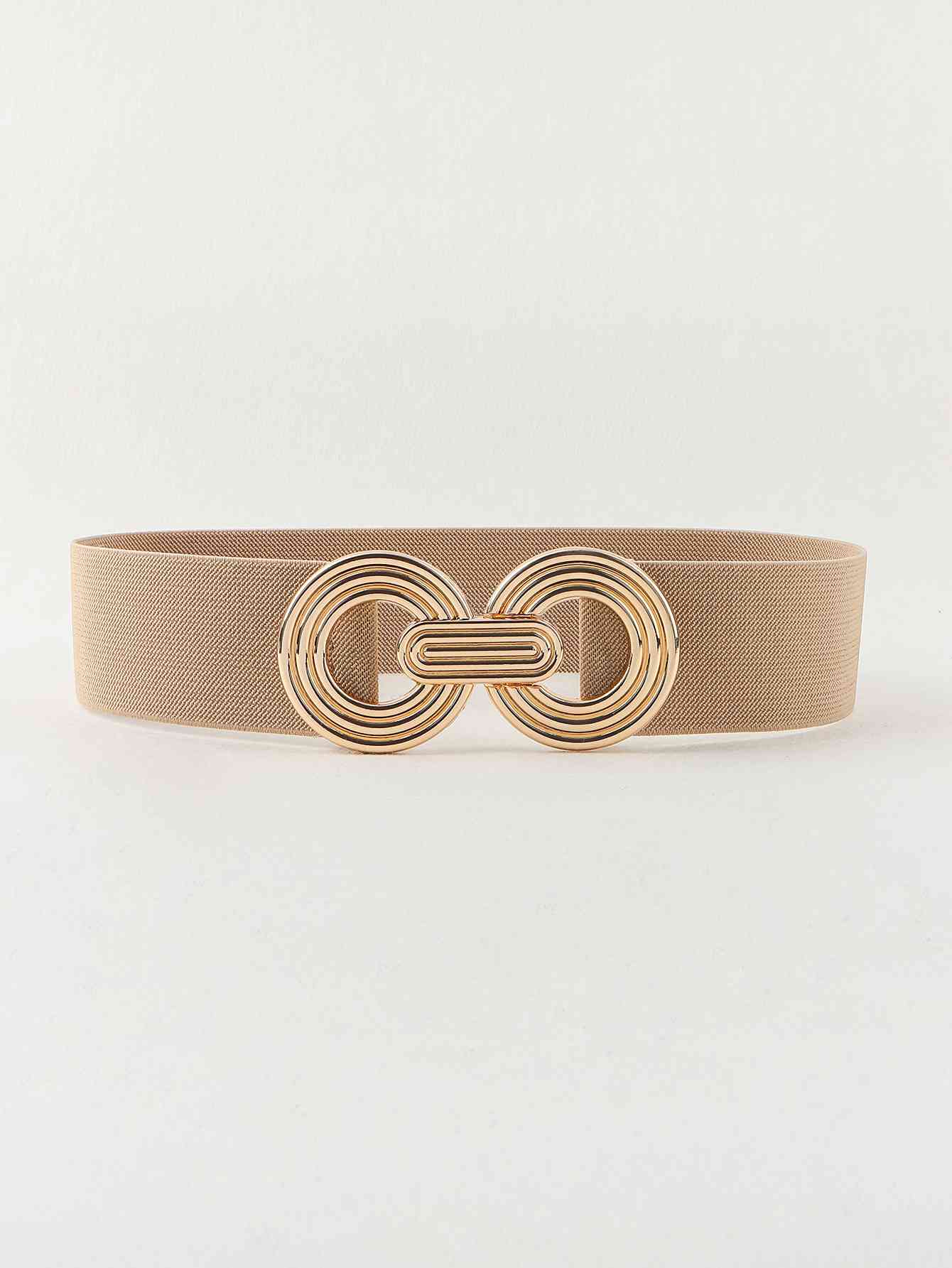 Geometric Buckle Elastic Wide Belt - belt - Khaki - Bella Bourget