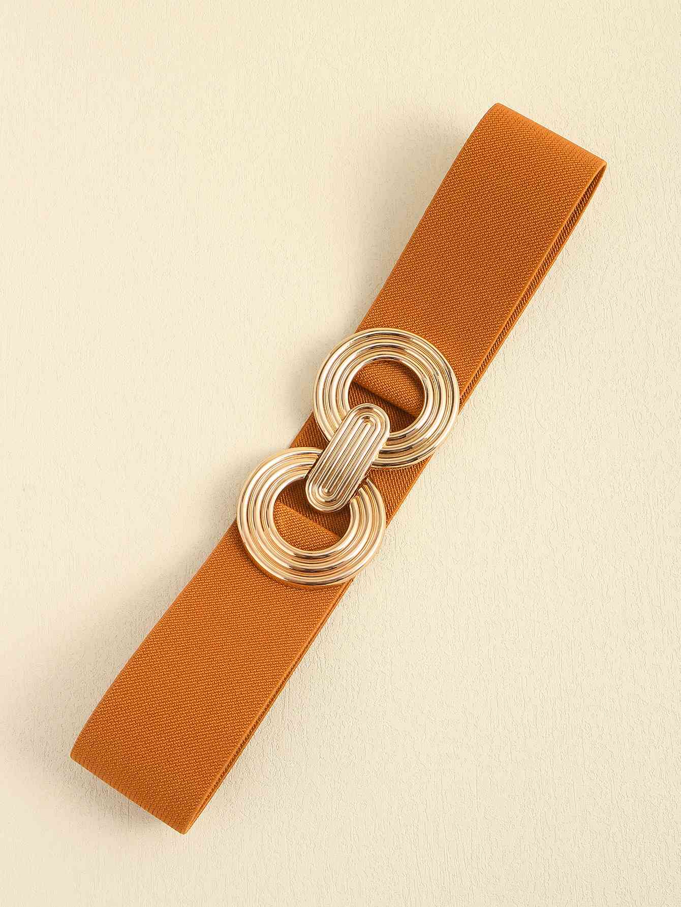 Geometric Buckle Elastic Wide Belt - belt - Ochre - Bella Bourget