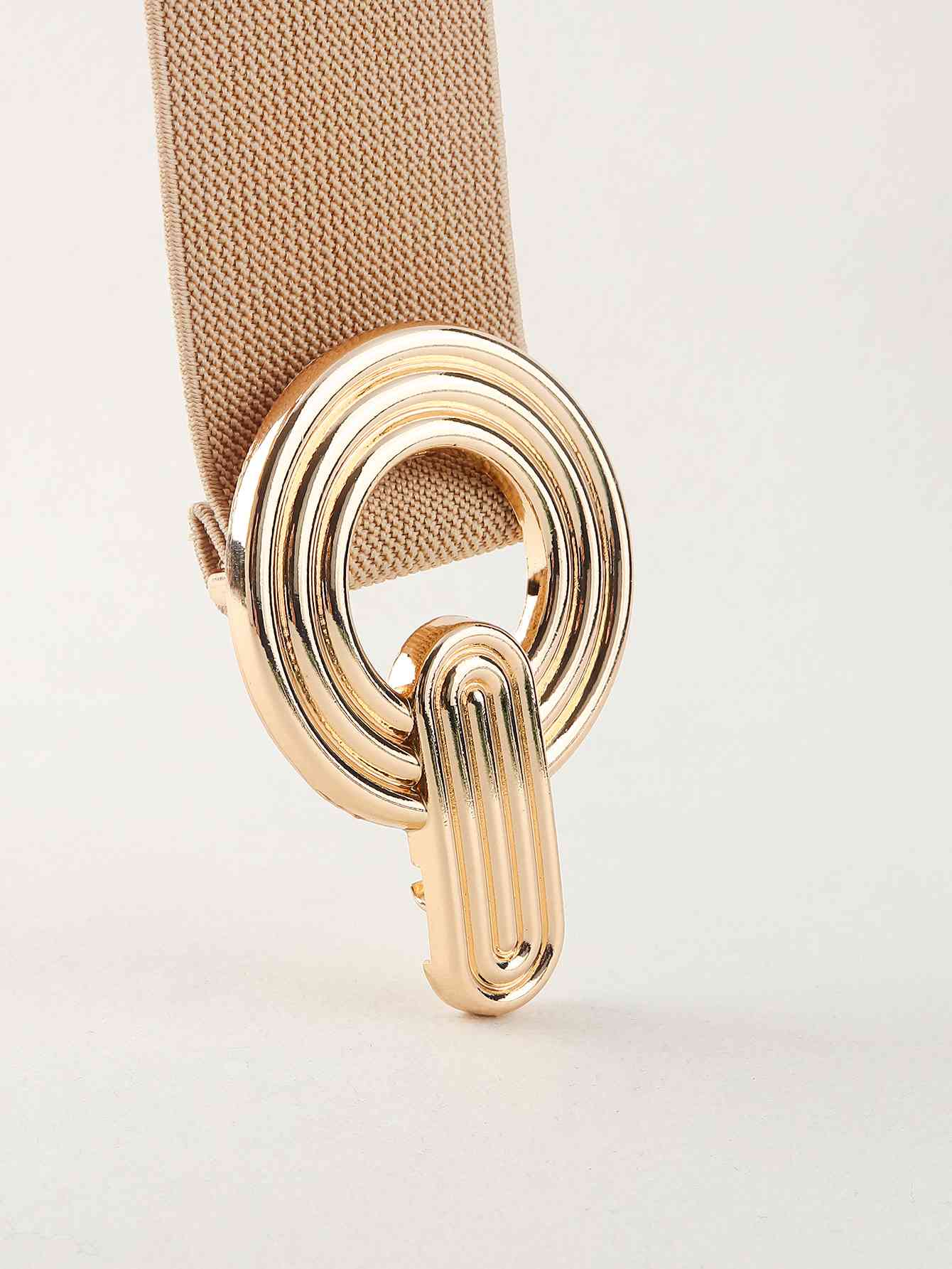 Geometric Buckle Elastic Wide Belt - belt - Khaki - Bella Bourget