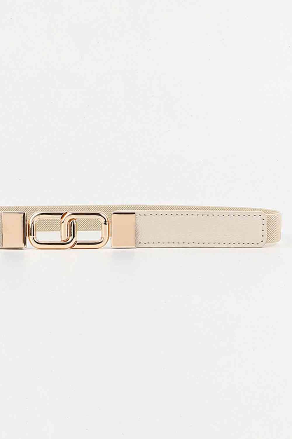 Geometric Double Buckle Elastic Belt - belt - Cream - Bella Bourget