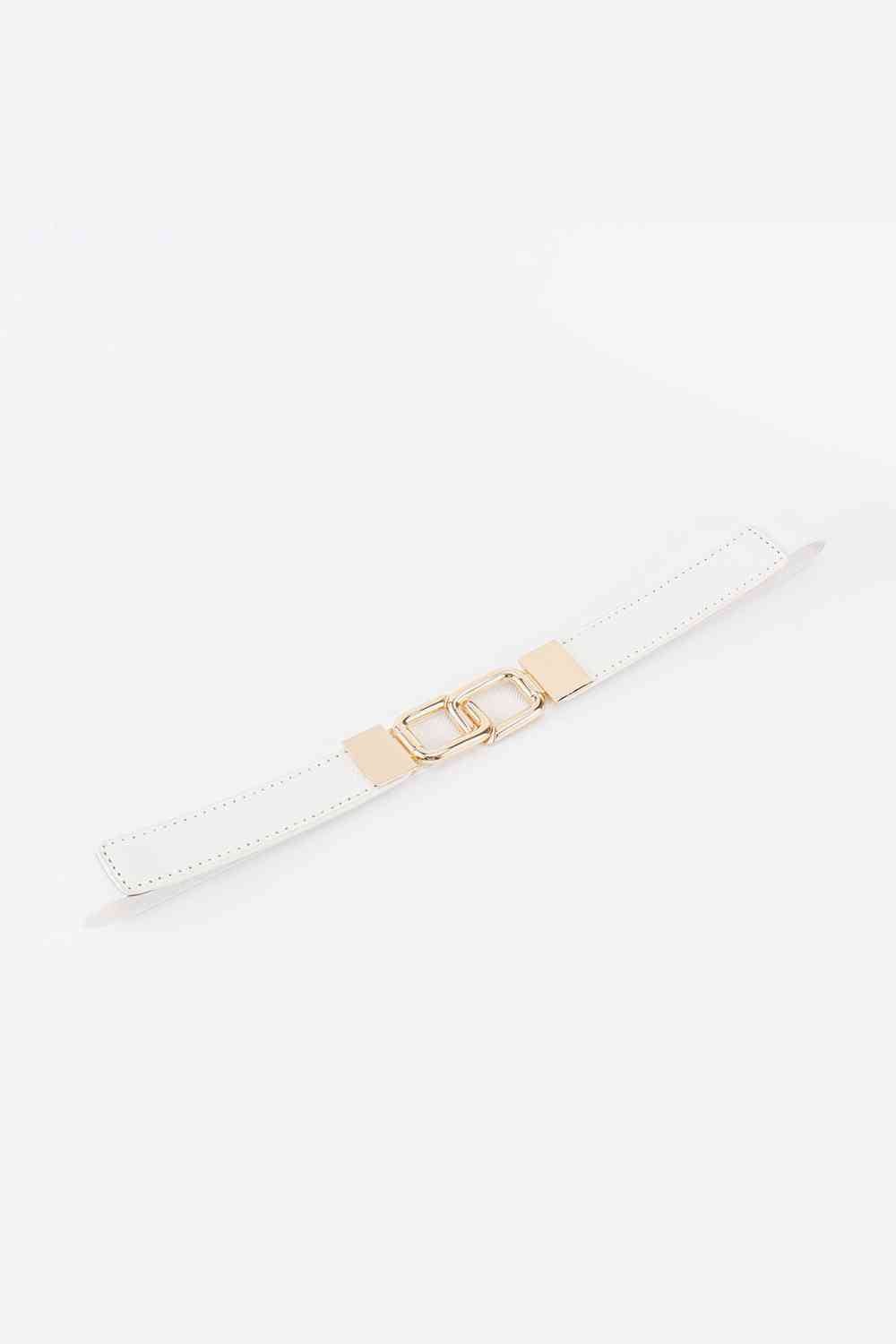 Geometric Double Buckle Elastic Belt - belt - White - Bella Bourget