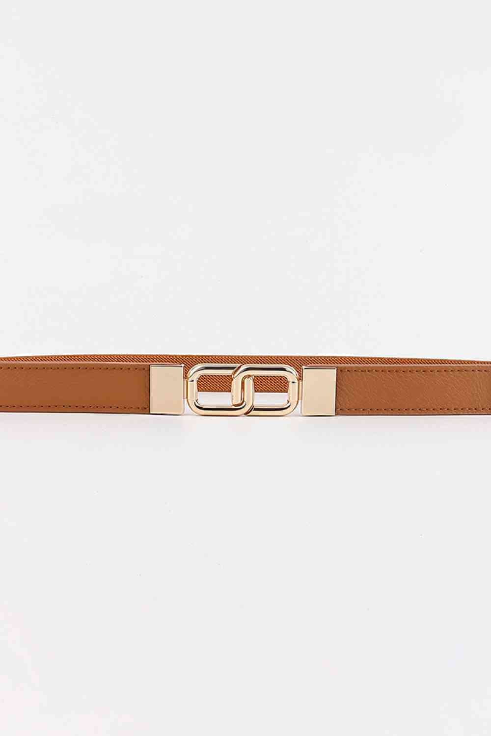 Geometric Double Buckle Elastic Belt - belt - Ochre - Bella Bourget