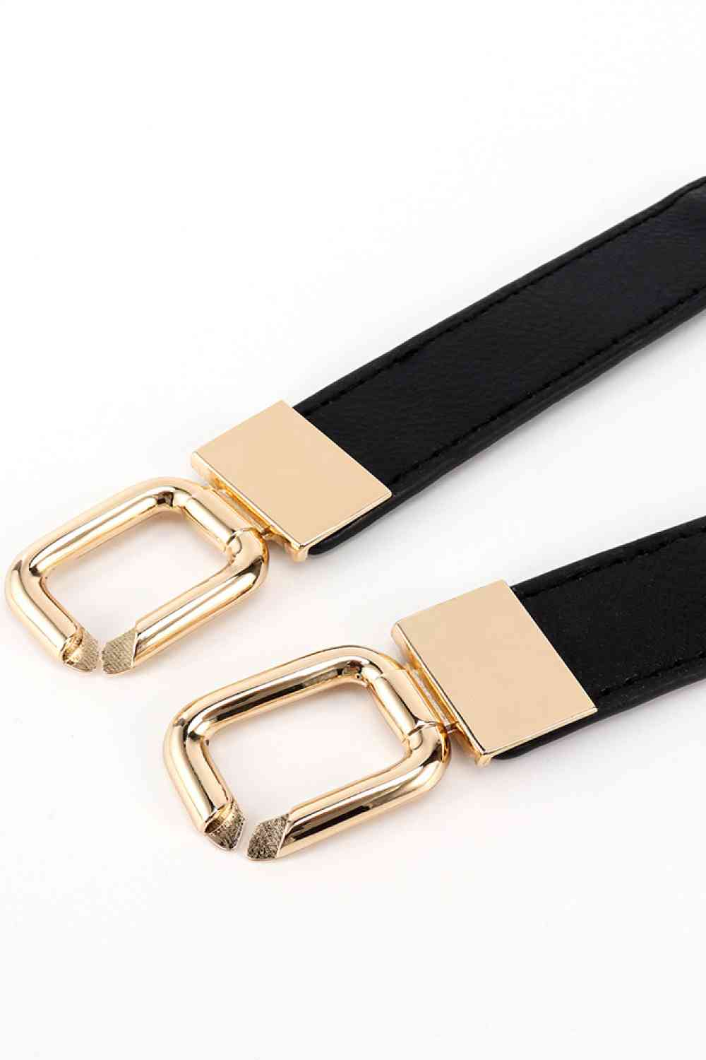 Geometric Double Buckle Elastic Belt - belt - Black - Bella Bourget