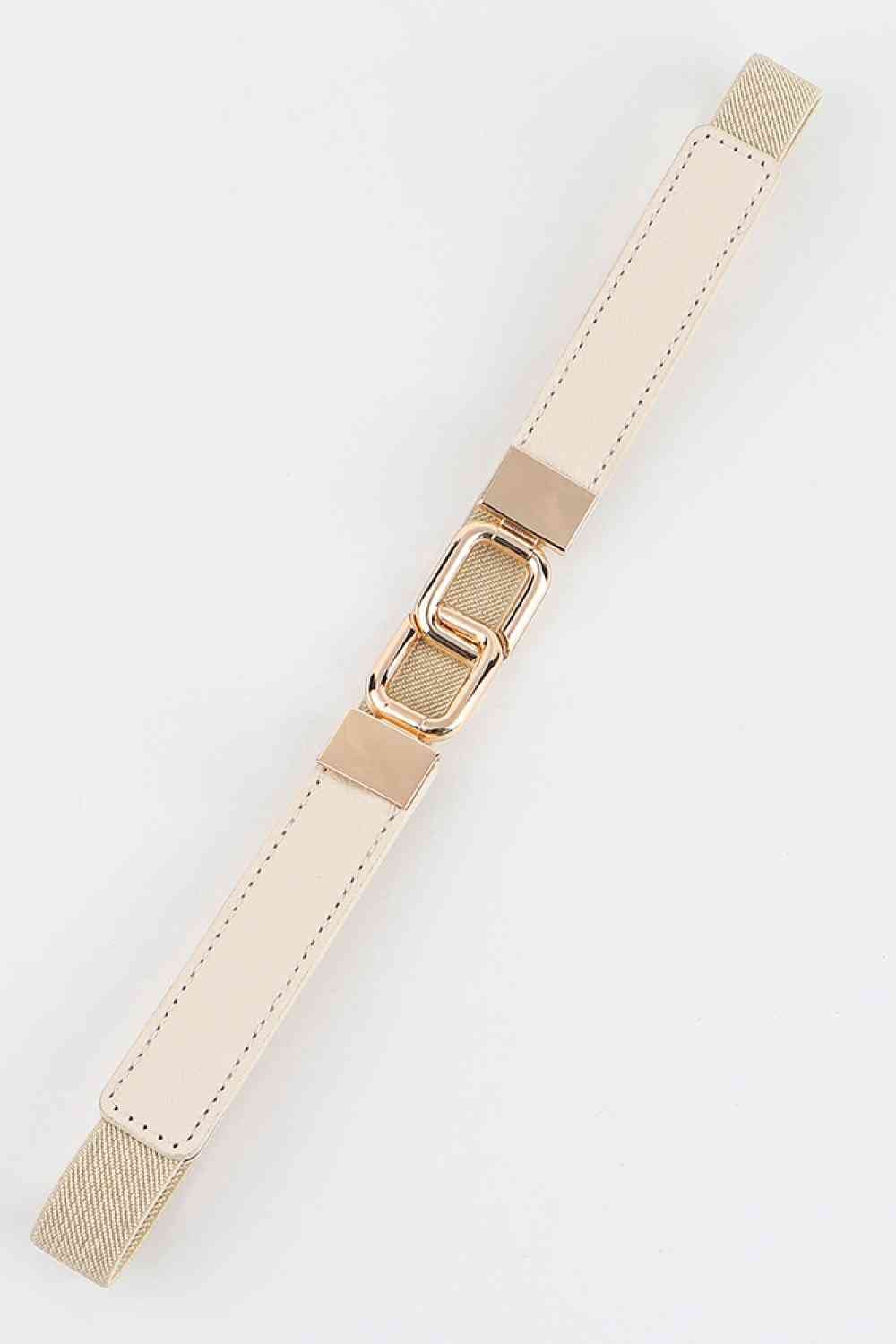 Geometric Double Buckle Elastic Belt - belt - Cream - Bella Bourget