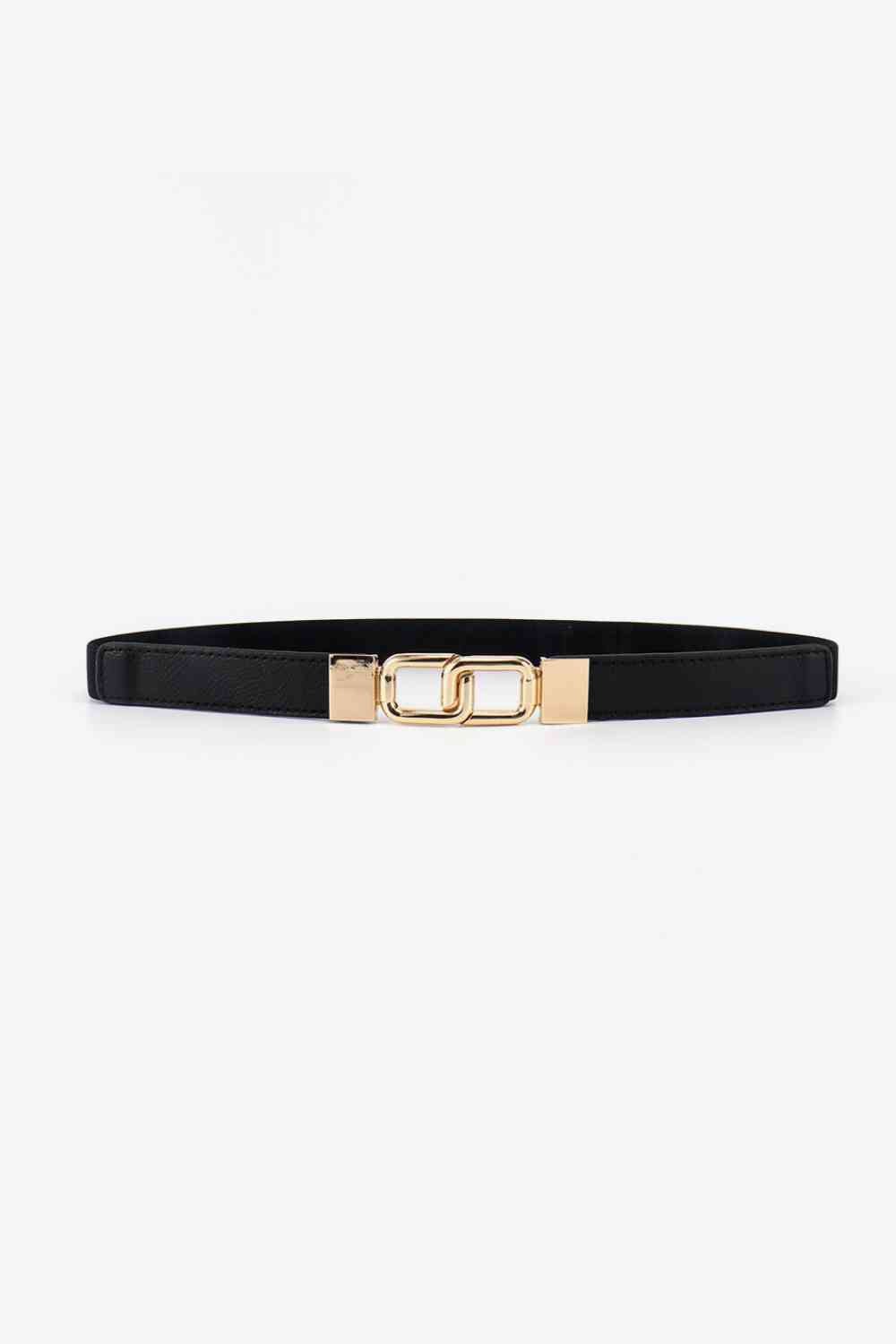 Geometric Double Buckle Elastic Belt - belt - Black - Bella Bourget