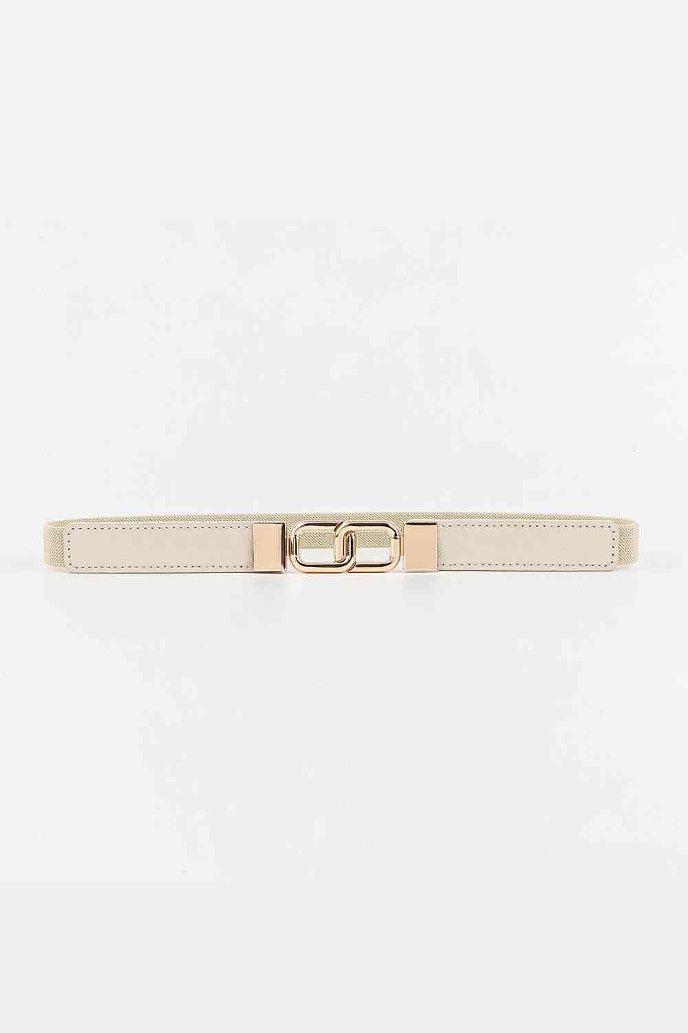 Geometric Double Buckle Elastic Belt - belt - Cream - Bella Bourget