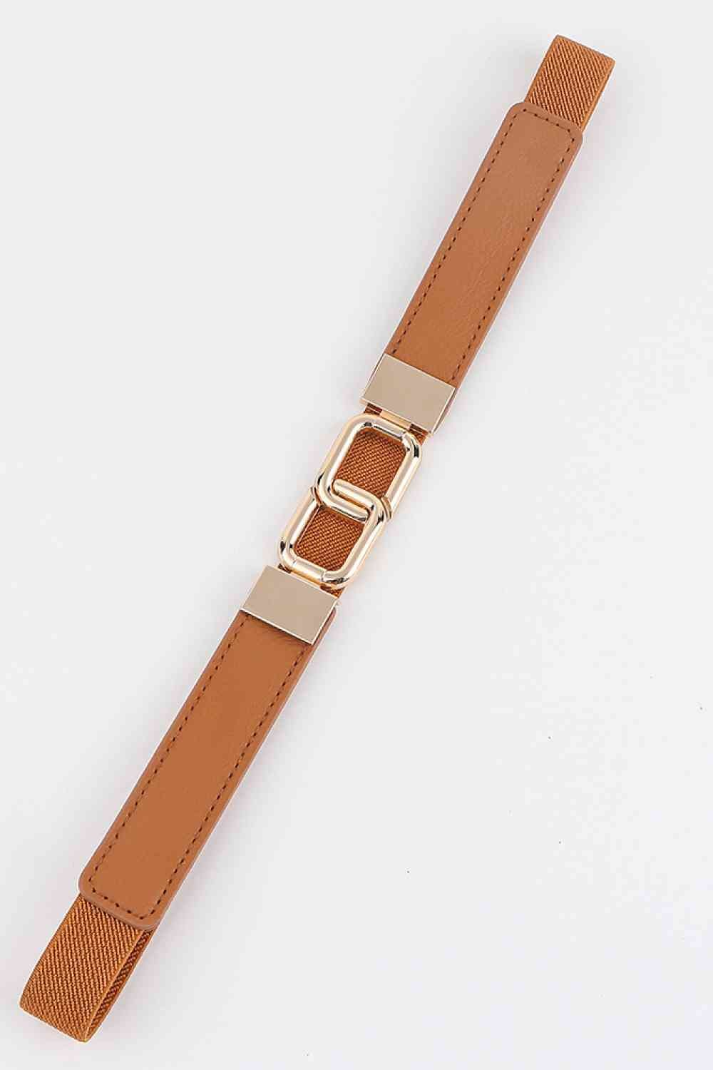 Geometric Double Buckle Elastic Belt - belt - Ochre - Bella Bourget