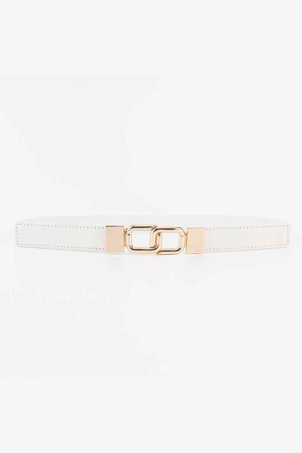 Geometric Double Buckle Elastic Belt - belt - White - Bella Bourget