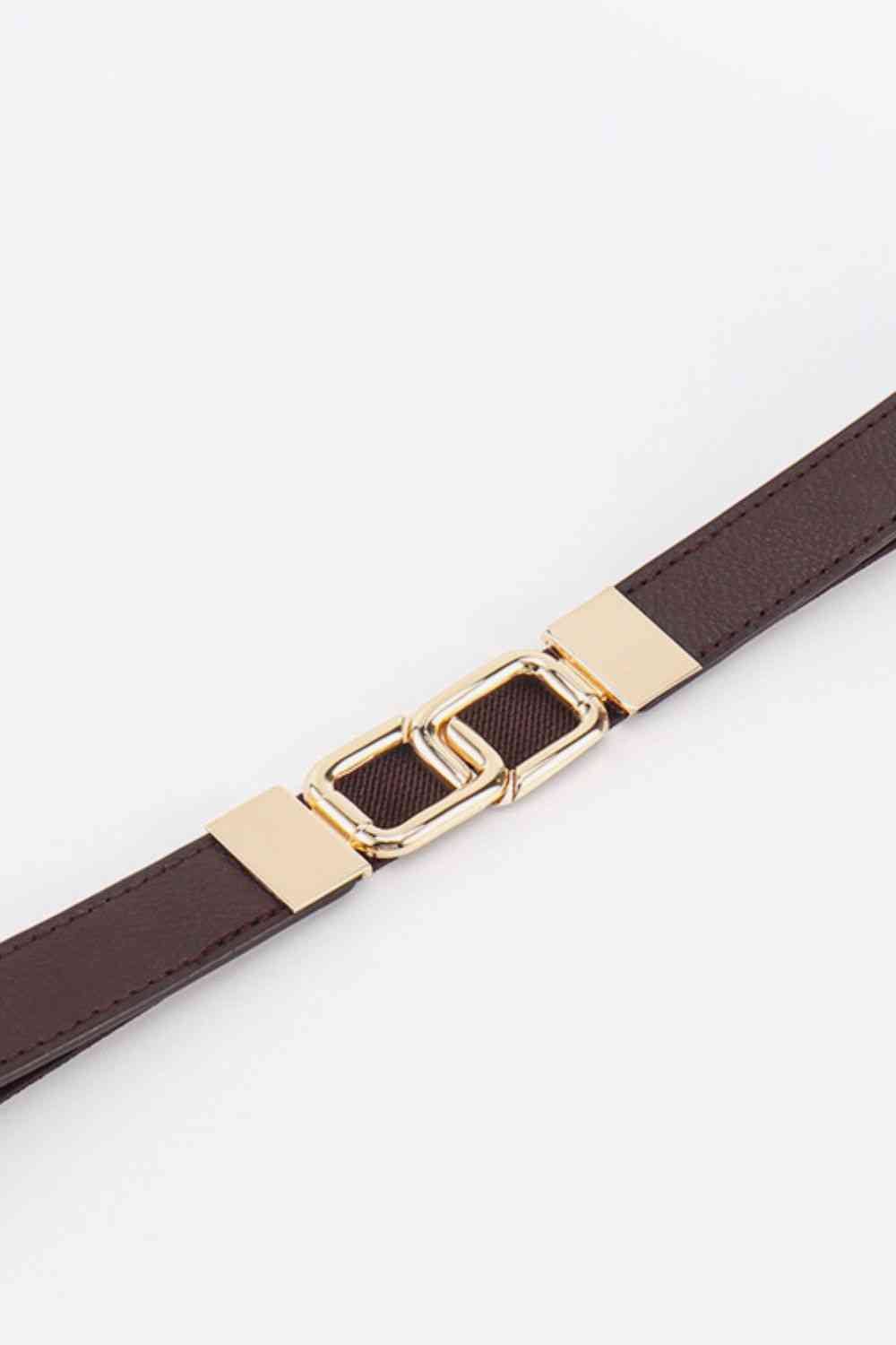 Geometric Double Buckle Elastic Belt - belt - Chocolate - Bella Bourget