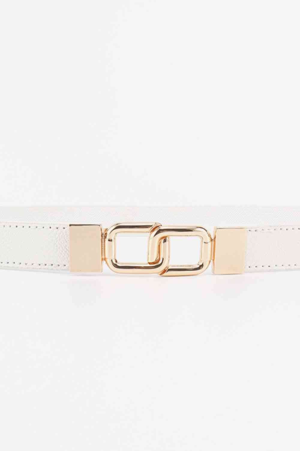 Geometric Double Buckle Elastic Belt - belt - White - Bella Bourget