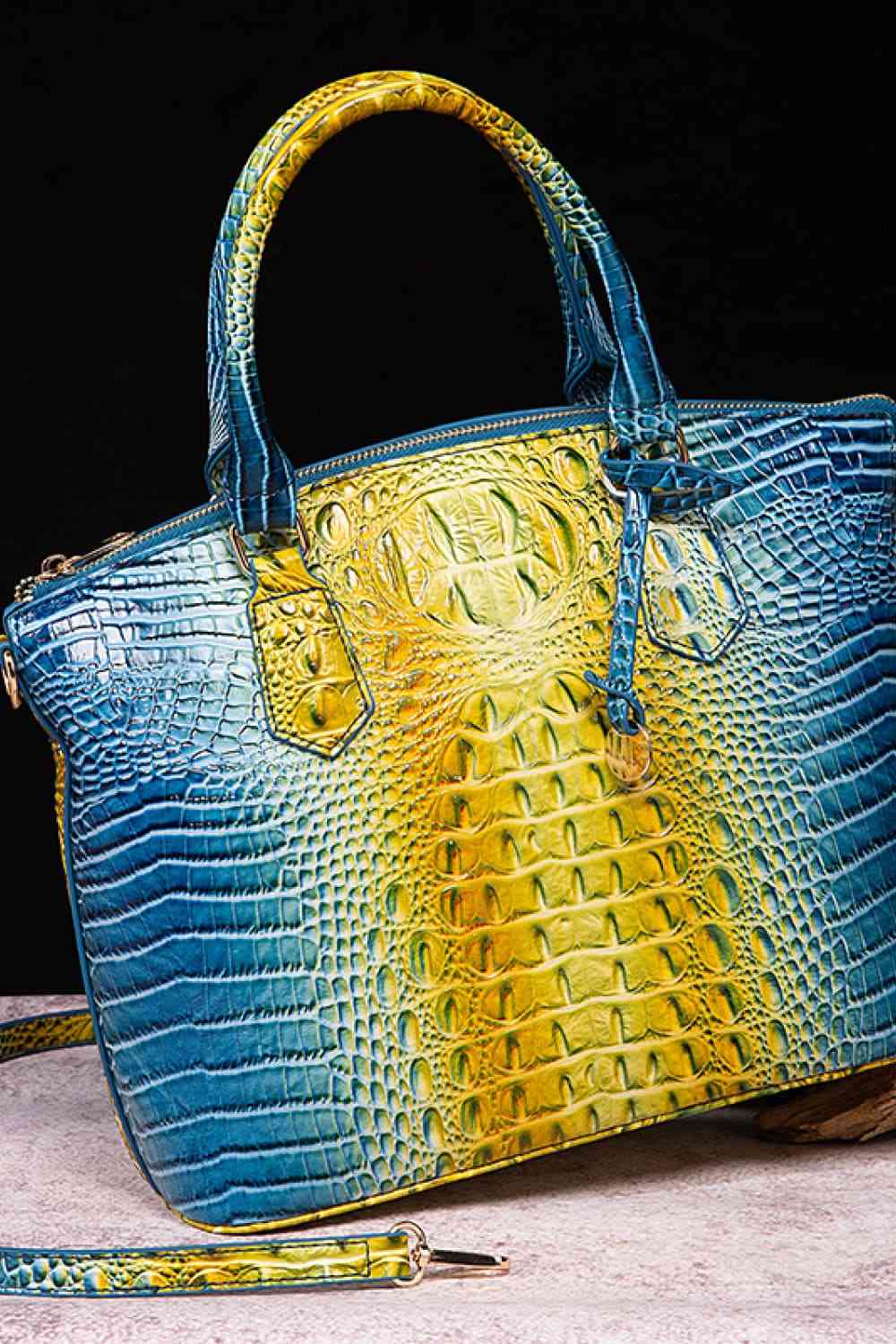 Gradient PU Leather Handbag - bag - Yellow/Blue - Bella Bourget