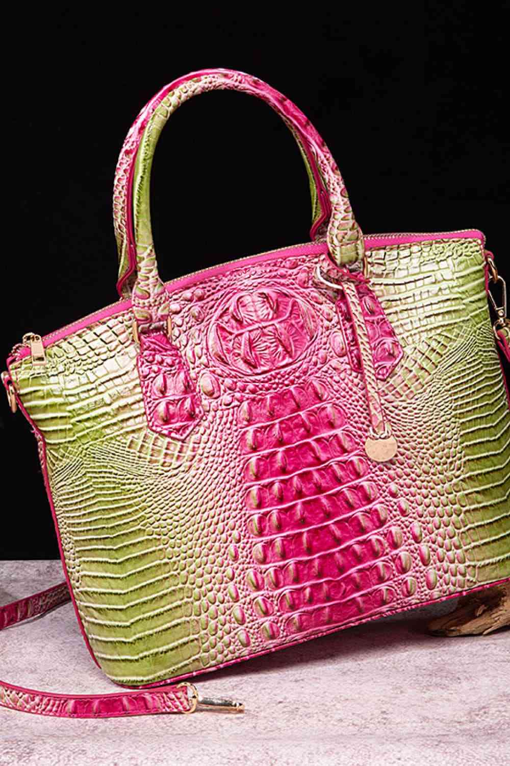 Gradient PU Leather Handbag - bag - Pink/Green - Bella Bourget