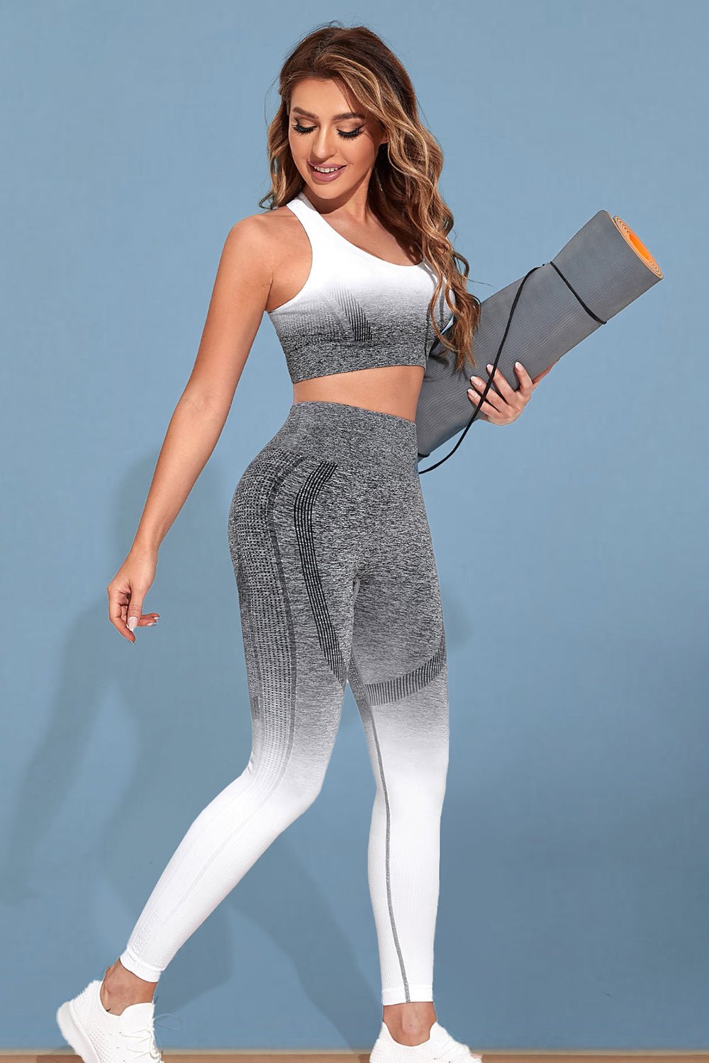 Gradient Sports Tank and Leggings Set - Active Set - Heather Gray - Bella Bourget