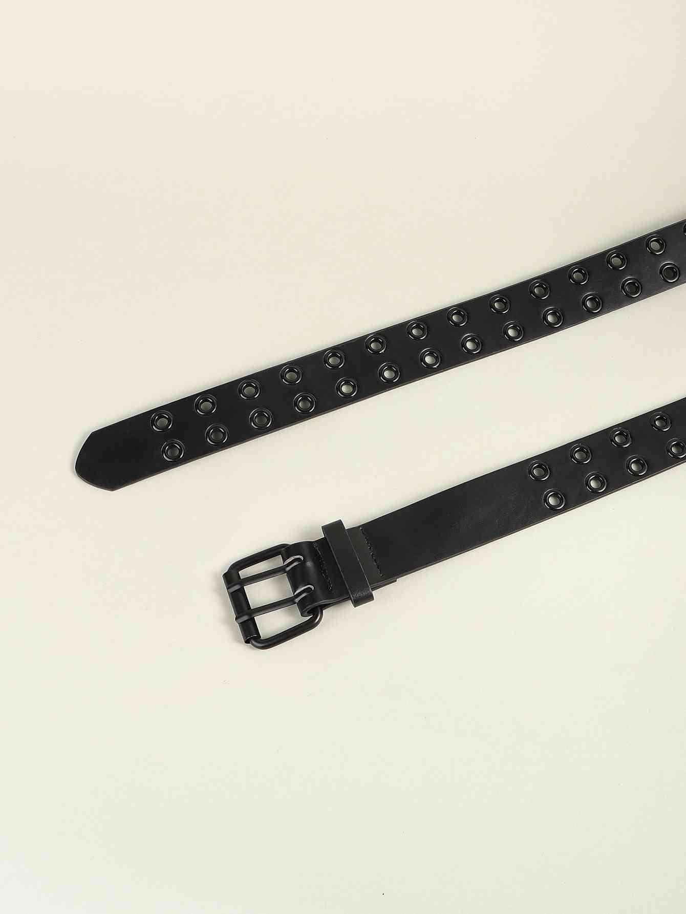 Grommet Faux Leather Belt - belt - Black - Bella Bourget