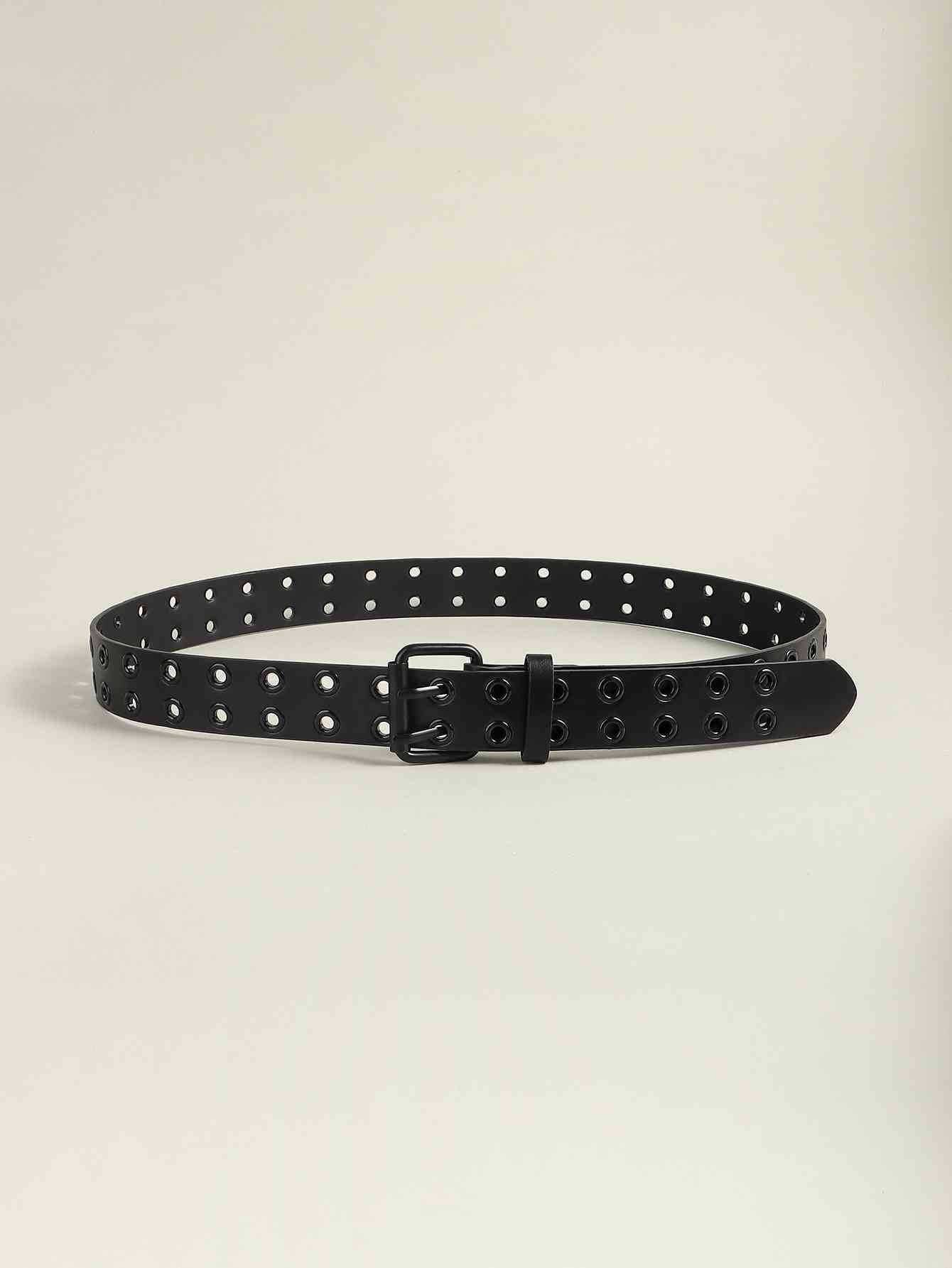 Grommet Faux Leather Belt - belt - Black - Bella Bourget