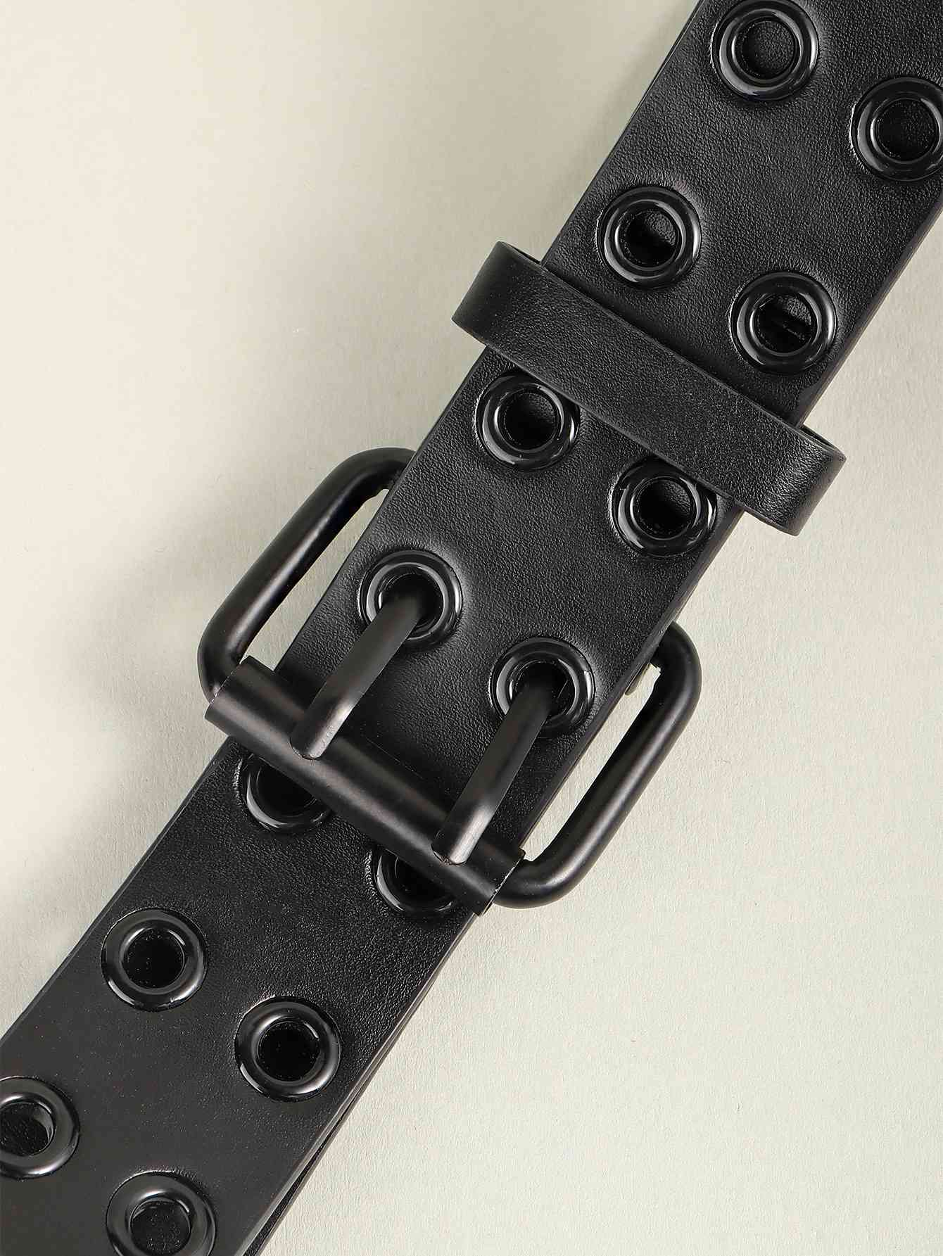 Grommet Faux Leather Belt - belt - Black - Bella Bourget