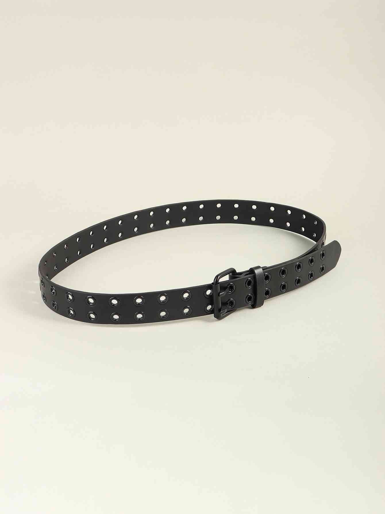 Grommet Faux Leather Belt - belt - Black - Bella Bourget