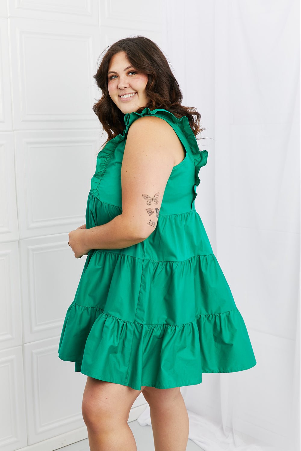 Hailey & Co Play Date Full Size Ruffle Dress - Dress - Mid Green - Bella Bourget