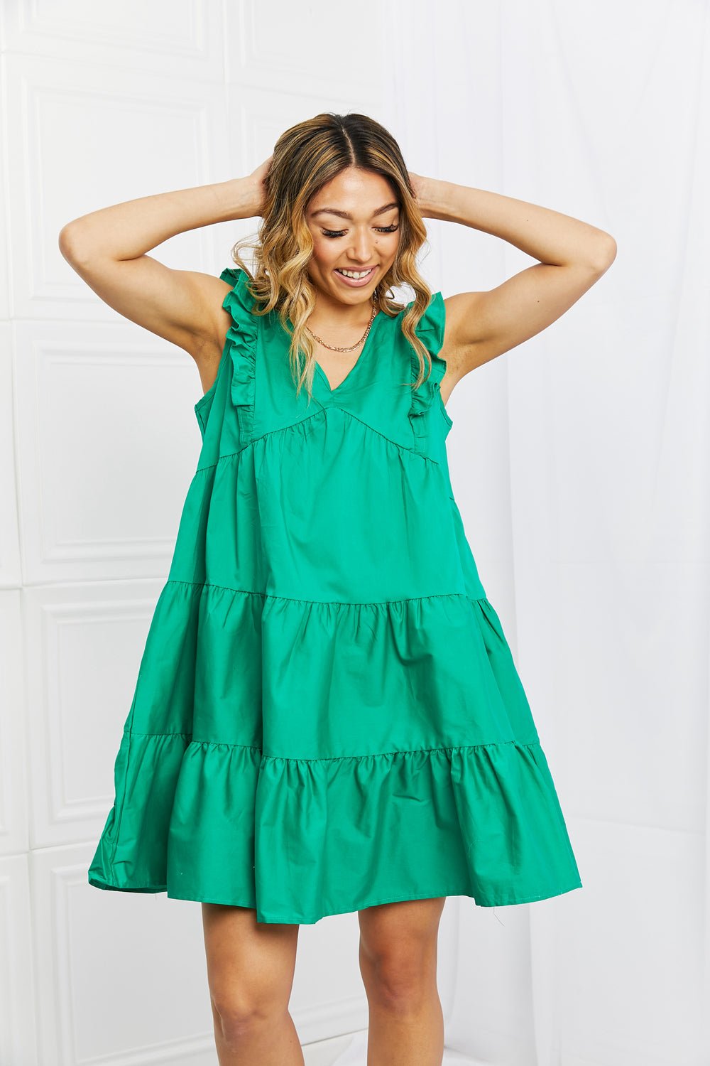 Hailey & Co Play Date Full Size Ruffle Dress - Dress - Mid Green - Bella Bourget