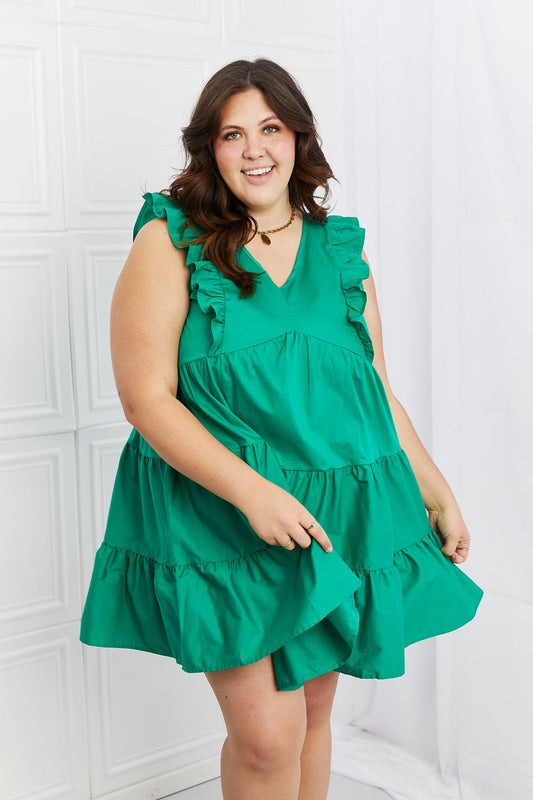 Hailey & Co Play Date Full Size Ruffle Dress - Dress - Mid Green - Bella Bourget