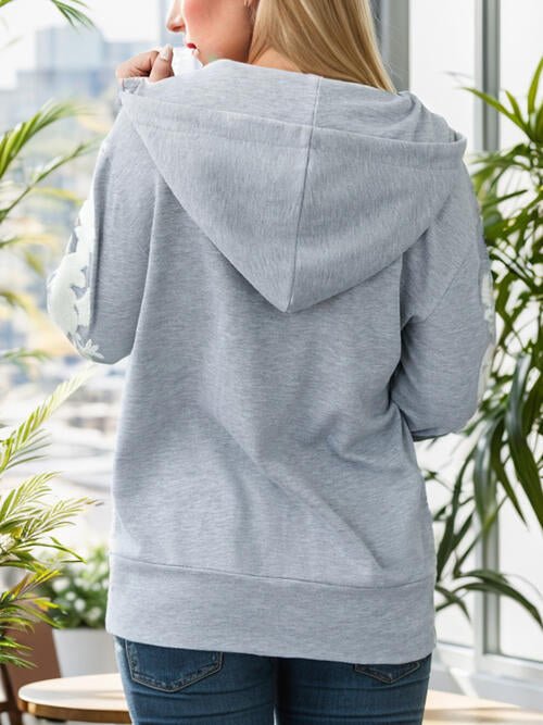 Half Zip Drawstring Hoodie with Pocket - Hoodie - Cloudy Blue - Bella Bourget