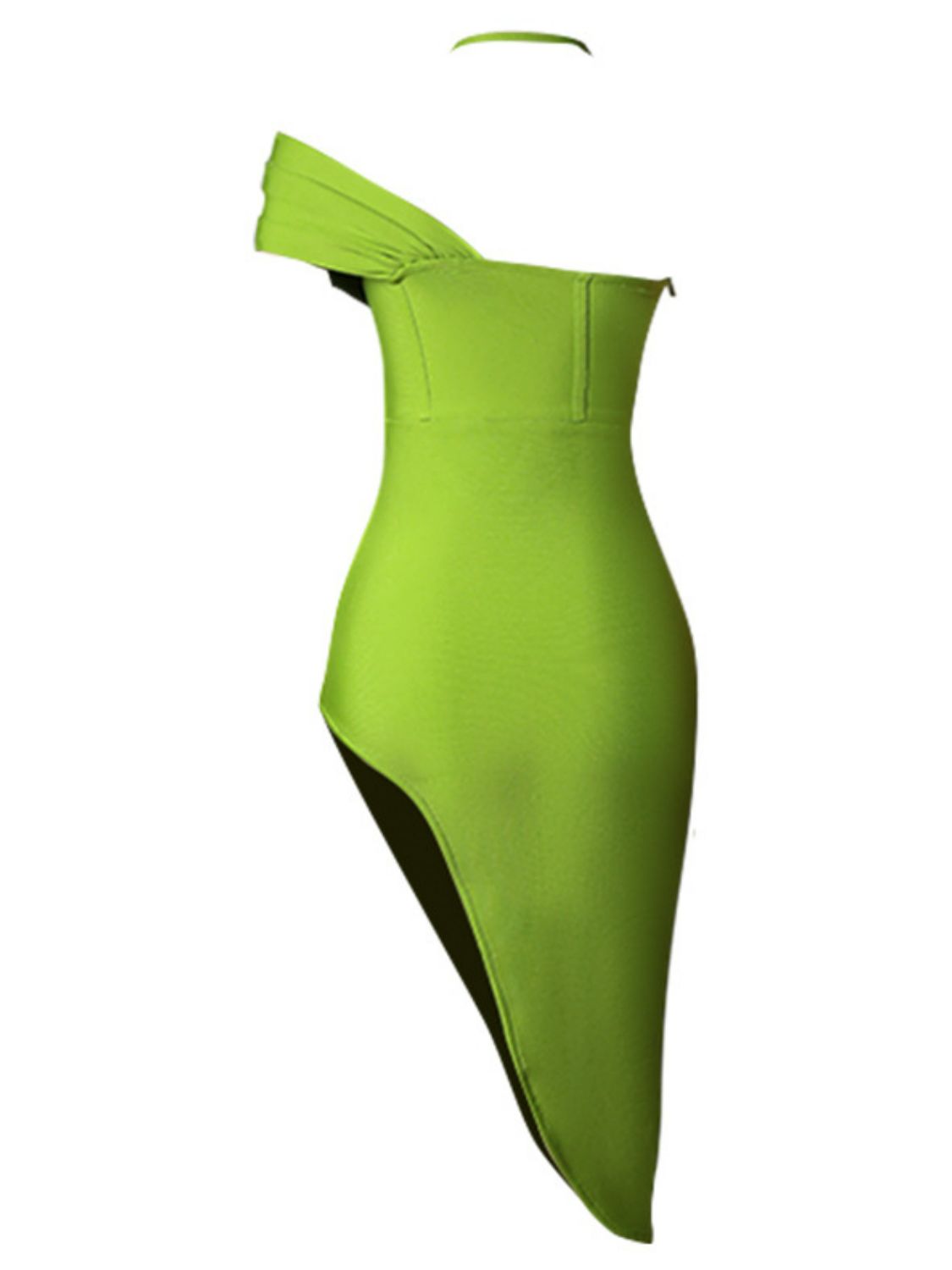 Halter Neck Seam Detail Split Dress - Dress - Green - Bella Bourget