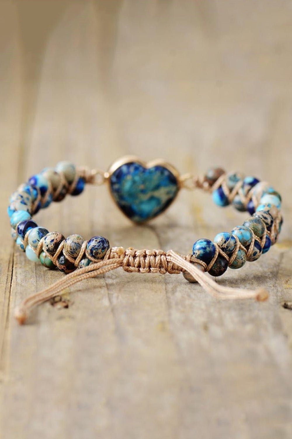 Handmade Heart Shape Natural Stone Bracelet - Bracelets - Navy - Bella Bourget