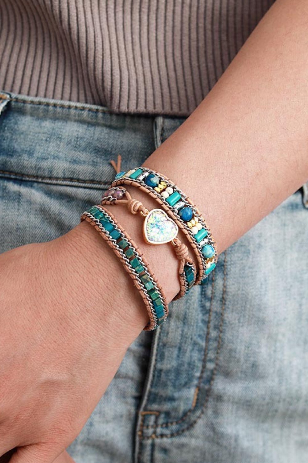 Heart Layered Bracelet - Bracelets - Turquoise - Bella Bourget