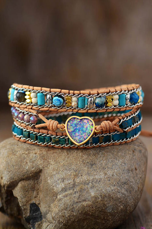 Heart Layered Bracelet - Bracelets - Turquoise - Bella Bourget