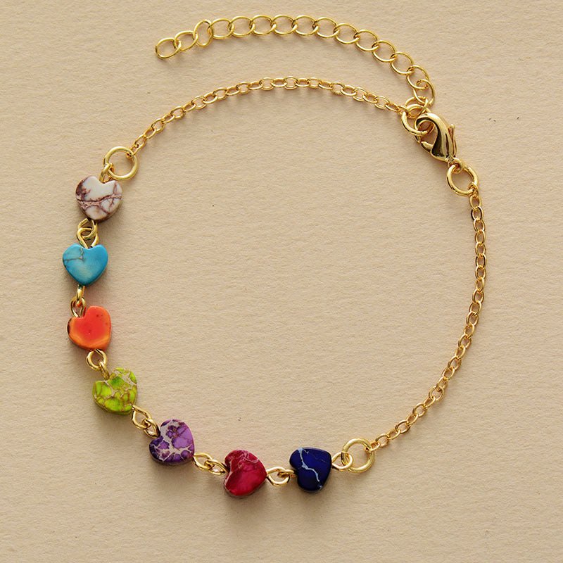 Heart Natural Stone Bracelet - Bracelets - Multicolor - Bella Bourget