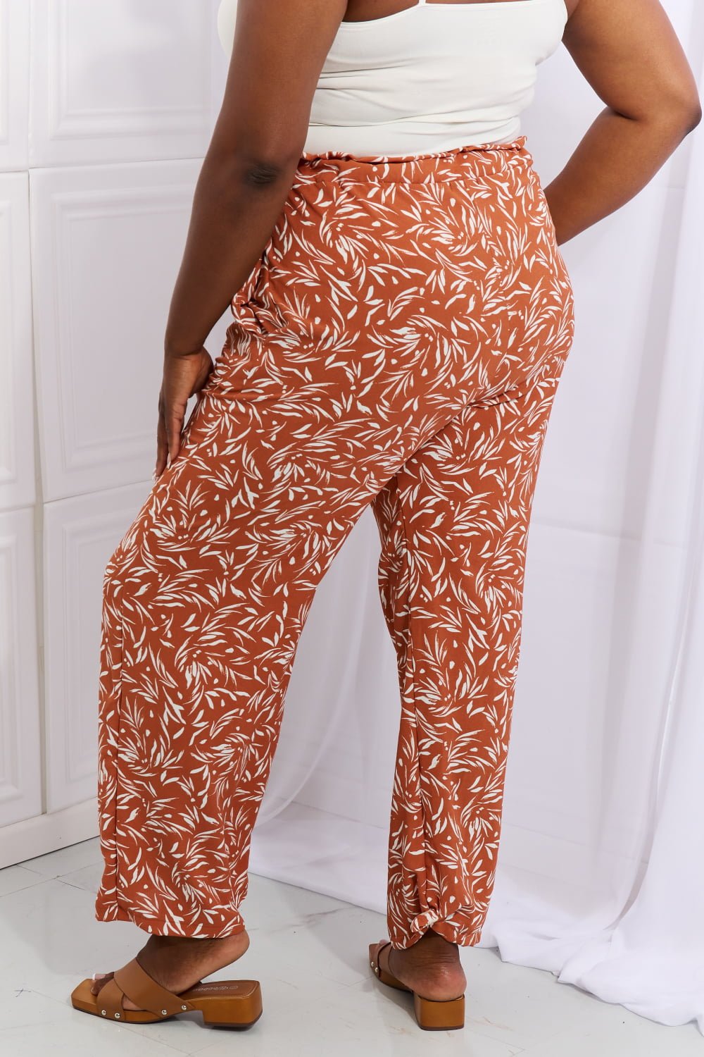 Heimish Right Angle Full Size Geometric Printed Pants in Red Orange - Pants - Red Orange - Bella Bourget