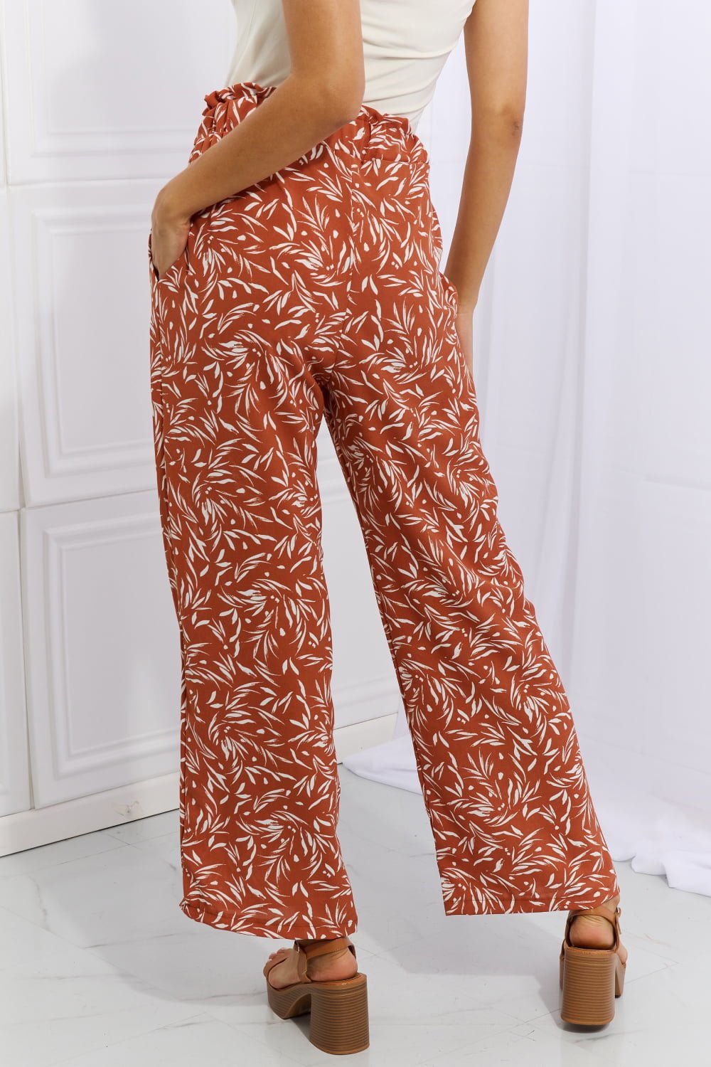 Heimish Right Angle Full Size Geometric Printed Pants in Red Orange - Pants - Red Orange - Bella Bourget