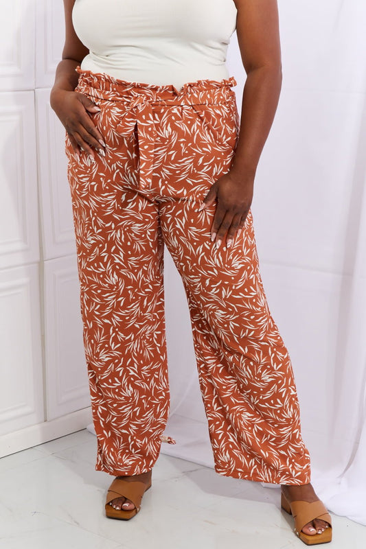 Heimish Right Angle Full Size Geometric Printed Pants in Red Orange - Pants - Red Orange - Bella Bourget