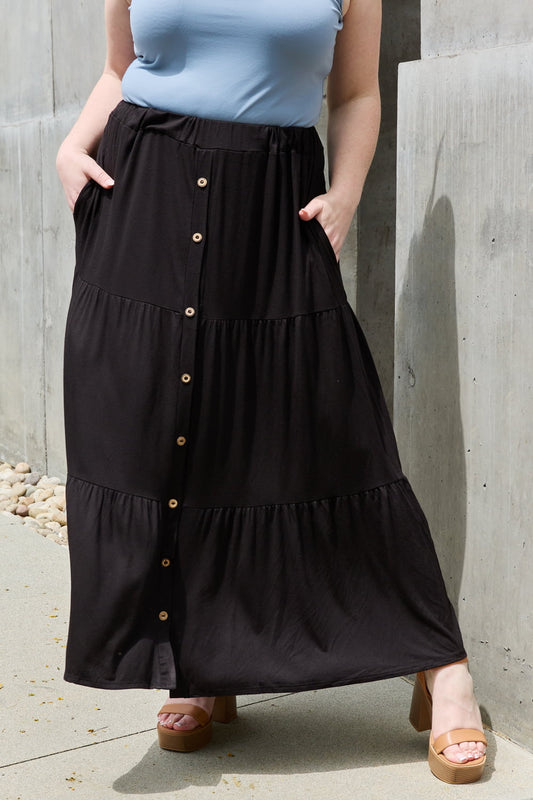 Heimish So Easy Full Size Solid Maxi Skirt - Full Size Skirt - Black - Bella Bourget