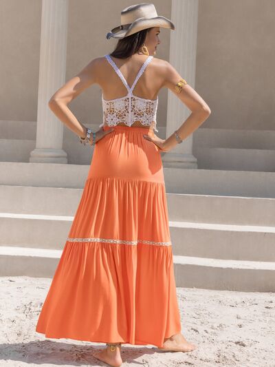 High Waist Maxi Tiered Skirt - Skirt - Orange - Bella Bourget