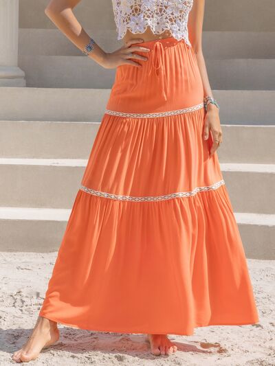 High Waist Maxi Tiered Skirt - Skirt - Orange - Bella Bourget