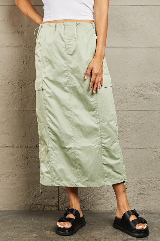 HYFVE Just In Time High Waisted Cargo Midi Skirt - Skirt - Light Green - Bella Bourget