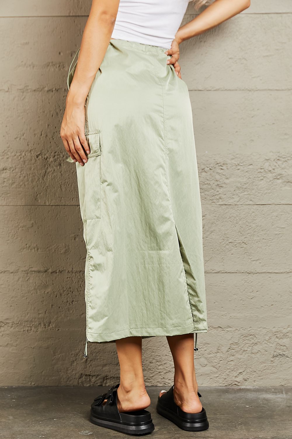 HYFVE Just In Time High Waisted Cargo Midi Skirt - Skirt - Light Green - Bella Bourget